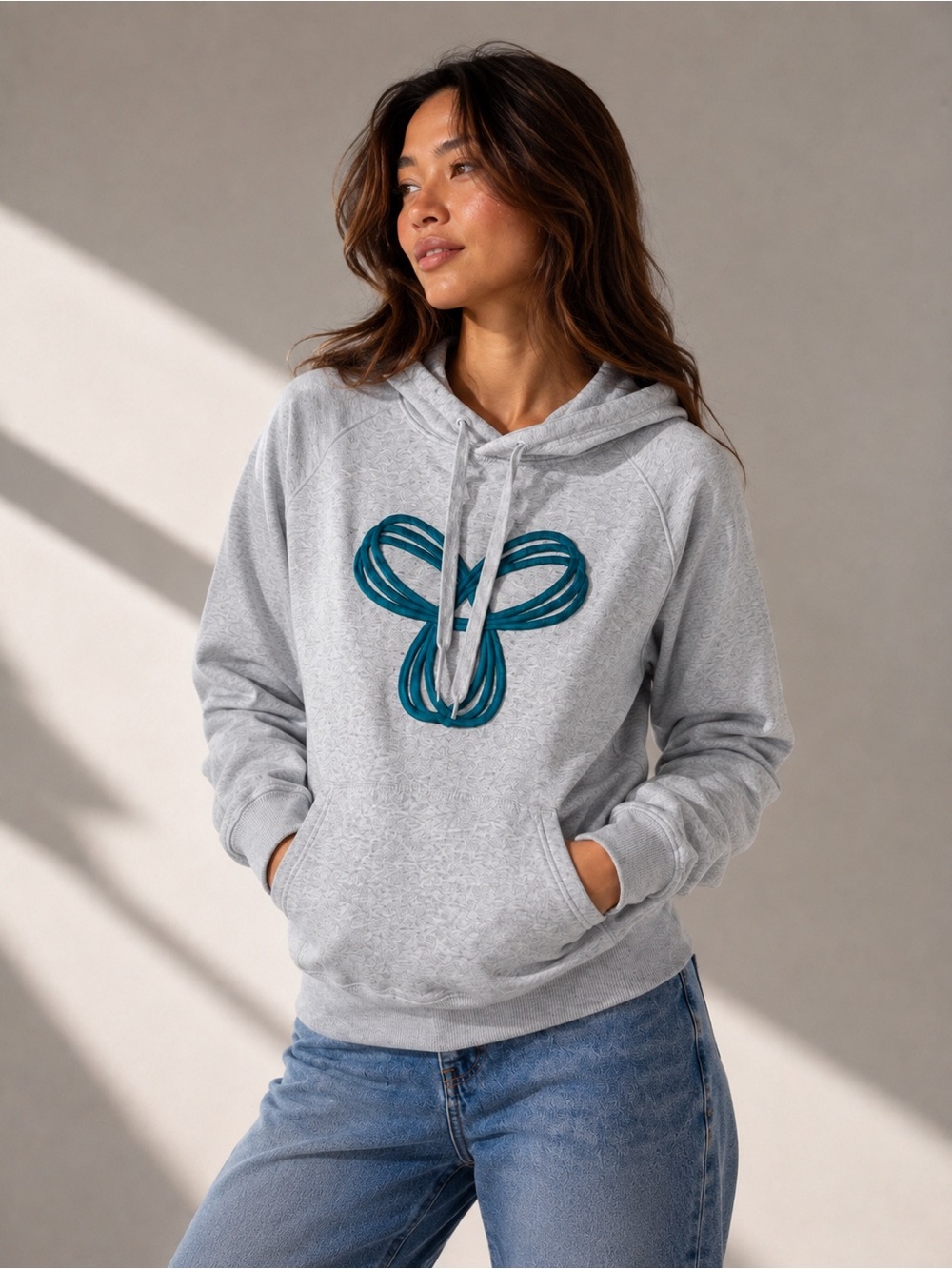TNA Aritzia Hoodie XXS Heather Grey Fleece Pullover Sweatshirt Embroidered